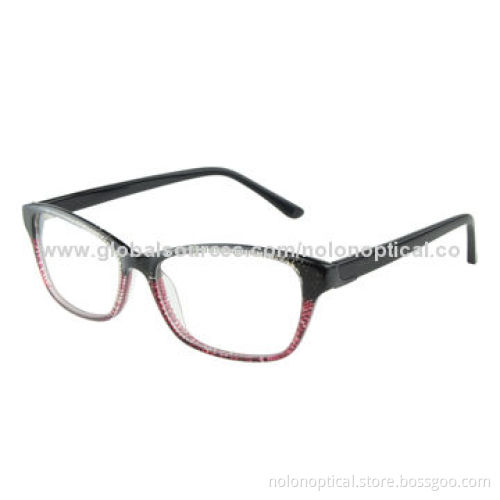 Acetate Optical Frame with Two Tone Color, Black/Red